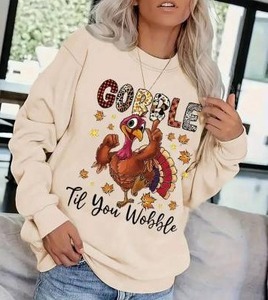 lot 17609 image: 2 Pack Gobble Til You Wobble Sweatshirt, XL
