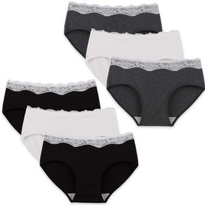 lot 17682 image: INNERSY Womens Lace Underwear Cotton Hipster Panties Soft Lace Underwear Pack of 6, Small, BlackWhiteGray