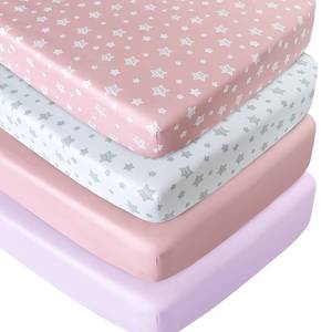 lot 58377 image: Crib Sheets for Girls 3 Pack, Fitted Crib Sheets for Standard Size Crib and Toddler Mattresses, Soft and Breathable Baby Gift Girl Set, Pink