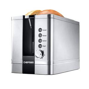 lot 58399 image: Chefman 2-Slice Toaster w Extra Wide Slots  7 Shade Settings  Bagel Function - Stainless Steel  New