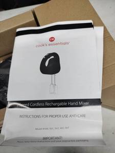 lot 58426 image: Cooks Essentials 5-speed cordless rechargeable hand mixer