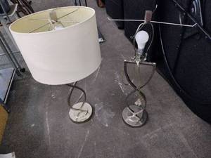 lot 63021 image: Set of 2  Table Lamps w Silver Base - Missing Lamp Shade