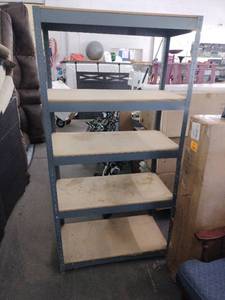 lot 63028 image: 5-tier industrial shelving unit with a gray metal frame