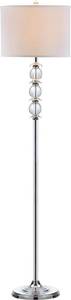 lot 63047 image: SAFAVIEH Lighting Collection Riga Clear Crystal Chrome 60-inch Living Room Bedroom Home Office Standing Floor Lamp (LED Bulb Included)