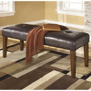 lot 63052 image: Signature Design By Ashley - Lacey Large Upholstered Dining Room Bench - Contemporary Style - Medium Brown