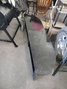lot 63075 image: black low-profile television stand - Missing Glass Shelf