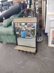 lot 63078 image: Industrial-style hallway rack mirror
