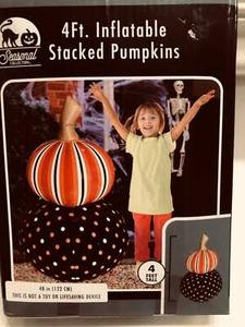 lot 58378 image: Seasonal Collection 4ft. Inflatable Stacked Pumpkin