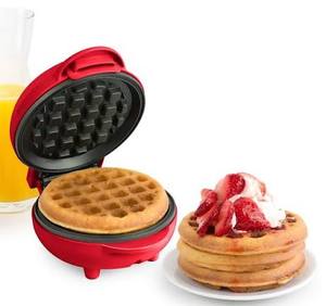 lot 58380 image: Nostalgia MWF5AQ MyMini Personal Electric Waffle Maker, Hash browns, French Toast Grilled Cheese, Quesadilla, Brownies, Cookies, Red