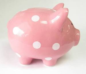 lot 58394 image: Kate and Milo Pink Polka Dot Piggy Bank
