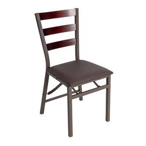 lot 63002 image: Peakform Wood Ladder Back Padded Folding Chair Brown