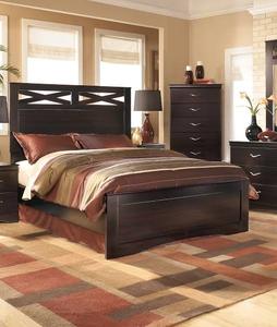 lot 63077 image: Ashley B117-54 Queen Panel Bed Frame - Merlot