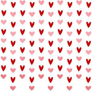 lot 106 image: 100 Heart Garland, Hanging Hearts Valentines Banner, Red and Pink Valentines Decorations, Hanging Hearts Decorations for Valentine Decorations, Valentines Garland, Wedding