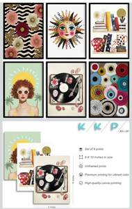 lot 113 image: KKP Wall Art Set of 6 Unframed Prints 8 x 10 Inches Canvas