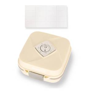 lot 116 image: Weekly Pill Organizer, 7 Compartment Travel Pill Case with Rotatable Dose Recorder, Daily Waterproof Airtight Medicine Box for Vitamins & Supplements, Black Small, Cream White Small