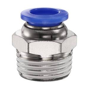lot 132 image: HARFINGTON 1pcs Push to Connect Fitting 10mm Tube OD x 12 NPT Thread Male Straight Quick Connector Copper Air Line Hose Fittings for Industry Air System PC10-N04, Blue