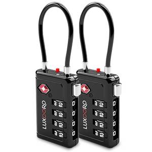 lot 164 image: LUXOORO TSA Approved Luggage Lock with Alert Indicator, 4-Digit Resettable Combination, Durable Zinc Alloy Travel Lock for Suitcase, Backpack, Toolbox, Locker, All-Purpose, keyless �� Black (2 Pack)