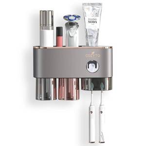 lot 176 image: COZYTO GlowRack Wall-Mounted Toothbrush Holder (Smoky Charcoal Gray, 2 Cups)