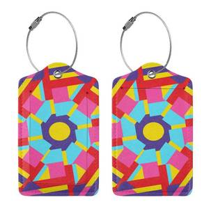lot 195 image: Luggage Tags for Suitcases Funny Leather Carnival Cruise Luggage Tags Cute Travel Name Tags for Cruise Ships Travel Essentials 2 Pack (Geometric Figure)