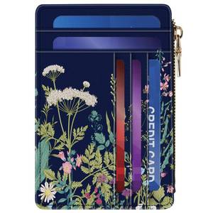 lot 196 image: ZYAOTWQZ small wallet women, RFID thin wallet for women, thin ladies credit card holder (Black flowers)