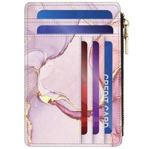 lot 199 image: ZYAOTWQZ small wallet women, RFID thin wallet for women, thin ladies credit card holder (Pink Marble 1)