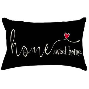 lot 205 image: RABUSOFA Home Sweet Home Quotes Throw Pillow Covers,12x20 Inch Farmhouse Red Heart Decorative Cushion Case for Sofa Couch Single No Insert Black