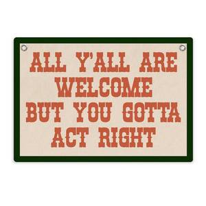 lot 217 image: Welcome Sign Funny Welcome Banner, Trendy Retro Wall Hanging, Wall Decor, Banner Flag, Wall Flag Classroom Playroom Home Entryway Living Room Office Decor, Banner for Room, Red