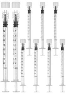 lot 225 image: 1mL Sterile Luer Lock Syringe Without Needle,Individually Wrapped, Leak-Proof Safety Lock Design for Lab Use and Home Care(25 Pack)