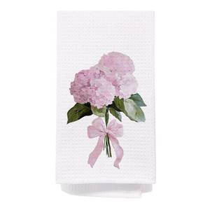 lot 230 image: (Set of 2)SPBL&L Pink Hydrangea Floral Kitchen Towels, Coquette Pink Girly Bow Hydrangea Flower Decorative Dish Tea Towels for Kitchen, Preppy Aesthetic Floral Hand Towels for Bathroom, 16x24 Inch