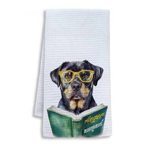 lot 231 image: Shrago Rottweiler Gifts Kitchen Towels, Book Lovers Gifts Dish Tea Towels for Kitchen, Funny Rottweiler Reading Decorative Hand Towel for Bathroom Decor, 16x24 Inch