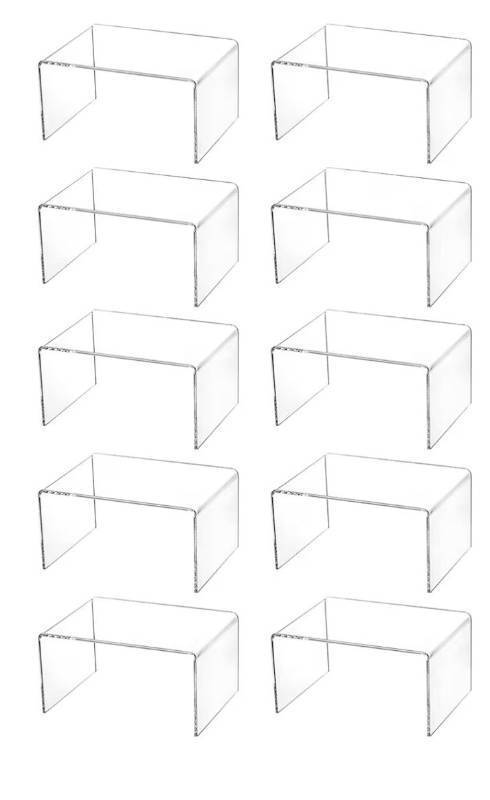 lot 4126 image: Hedume 10 Pack Clear Acrylic Display Risers, 4.4 x 3.2 x 2.2 Display Stand for Figures