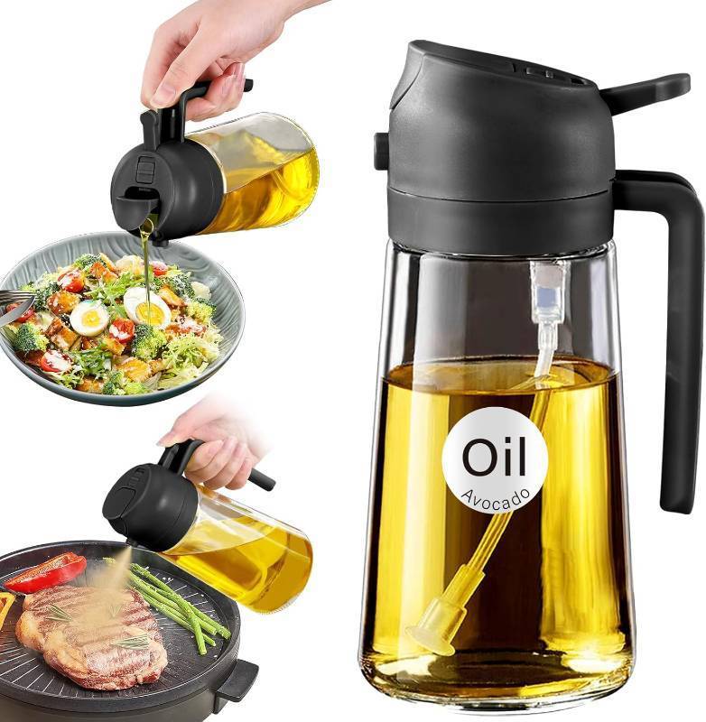 lot 63 image: YARRAMATE 16oz Glass Olive Oil Sprayer, 2-in-1 Dispenser, Food-Grade