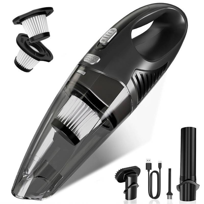 lot 8726 image: Handheld Vacuum Cordless, Rechargeable Car Vacuum Cleaner with Multiple Attachments, Portable Hand Held Vacuum Suction Power, Mini Vacuum Black Silver