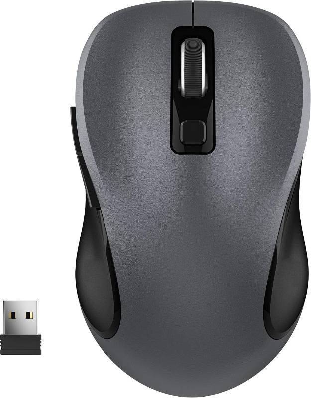 lot 7747 image:  WisFox 2.4G Wireless Mouse for Laptop, Ergonomic Computer Mouse with USB Receiver and 3 Adjustable Levels, 6 Button Wireless Mice for Windows Mac PC Notebook (Grey)