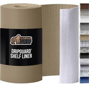 lot 6016 image: GORILLA GRIP DripGuard Shelf Liner, Non-Adhesive Drawer and Kitchen Cabinet Protector, 20x240 Inch, Strong Grip Slip Resistant Underside, Smooth Surface Liners for Cabinets, Bathrooms, Closets, Beige