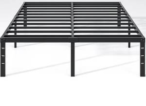 lot 6028 image: NEW JETO Metal Bed Frame,King Size Bed Frame with Storage Space,Heavy Duty Sturdy Mattress Foundation,Easy Assembly,No Box Spring Needed, Black,18 Inch,King