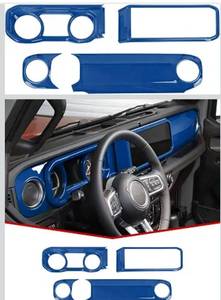 lot 6040 image: JeCar 4PCS Center Console Dashboard Navigation Screen Panel Cover Trim Kit Compatible with Jeep Wrangler JL & Gladiator JT 2024 2025 2026, Blue