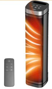 lot 6043 image: Portable Space Heater, 1500W Ceramic Heating Fan with Thermostat, Remote Control, 3 Heating Modes, 70° Oscillation