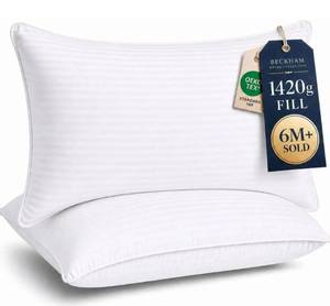 lot 6047 image: Beckham Hotel Collection Bed Pillows King Size Set of 2 - Down Alternative Pillow for Back, Stomach or Side Sleepers