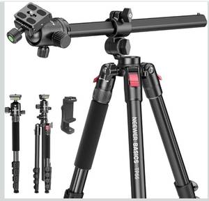 lot 6049 image: NEEWER Basics 64.5 Horizontal Overhead Tripod with Ball HeadCell Phone Holder Compatible with iPhone Video Recording, Aluminum Travel Stand Camera Monopod, 360° Pan 180° Tilt 22lb10kg Load, TP66