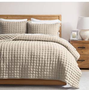lot 6050 image: WDCOZY Beige King Size Quilt Bedding Sets with Pillow Shams, Tan Cream Lightweight Bedspread Coverlet, Quilted Blanket Thin Comforter Bed Cover, All Season Summer Spring, 3 Pieces, 104x90 inches