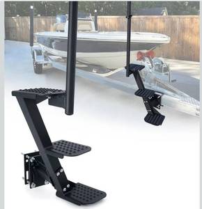 lot 6053 image: Boat Trailer Steps, Heavy Duty Trailer Tongue Steps with Handle, Universal Fit for 3 x 3, 4 x 4 & 3 x 5 (3 Step, Textured Tread)Non-Slip Surface, 450Lbs Capacity