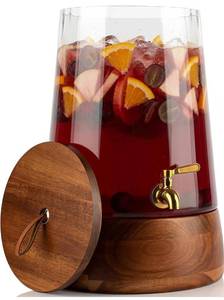 lot 6055 image: Extra Large Glass Drink Dispenser with Spigot - Glass Beverage Dispenser with Stand - Perfect for Parties & Catering - Pitcher for Lemonade, Water, Sangria & Juice - Leakproof Spout - 3 Gallon