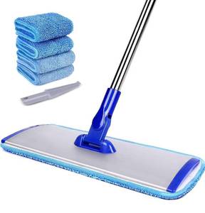 lot 6083 image: 18 Professional Microfiber Mop Floor Cleaning mop, Flat Mop with Stainless Steel Handle,4 Reusable Washable Mop Pads and mop Pads Brush,Microfiber Mop for Hardwood (18 Microfiber Mop