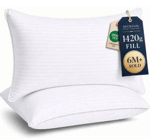 lot 6088 image: Beckham Hotel Collection Bed Pillows King Size Set of 2 - Down Alternative Pillow for Back, Stomach or Side Sleepers