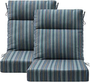 lot 6030 image: Unimatta Sunbrella Outdoor High Back Chair Cushion Seat Pads, 44 x 21 Inch Water-Repellent &amp Fade-Resistant Patio Furniture Cushions with Ties for Adirondack, Rocking Chairs Retail $159