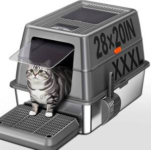 lot 6066 image: kitcaty stainless steel cat litter box