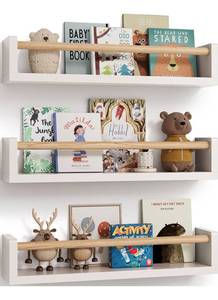 lot 6115 image: G&W Gruwald Nursery Book Shelves, Set of 3, Wall Bookshelf, Book Shelf for Kids Rooms, Wall Book Shelves for Bedroom Kids, Floating Shelf, Nursery Decor