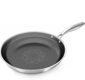 lot 6122 image: COOKER KING 12-Inch Stainless Steel Pan, Hybrid Nonstick Frying Pan 3-Ply Clad Cookware, Healthy &amp Non-Toxic, Dishwasher &amp Oven Safe, Stay-Cool Handle, Induction Compatible Metal Utensil Safe