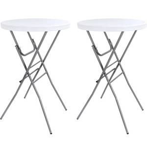 lot 6142 image: 2PCS Cocktail Table 28in Folding Round High Top Indoor Outdoor with Removable Legs, Tall Bistro Foldable Bar Height Table for Parties, Patio, Backyard, Dining, Wedding, White